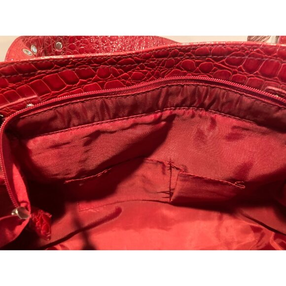 Red patent embossed faux crocodile large purse - Picture 6 of 7